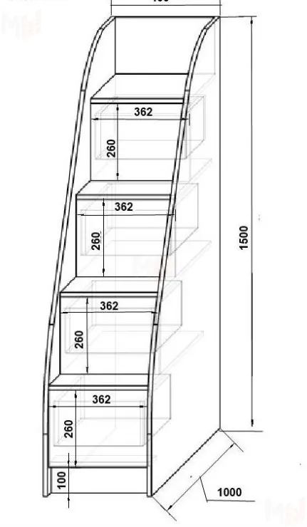 Тумба лестница Фанки Кидз Классика ФКК-13/8СВ