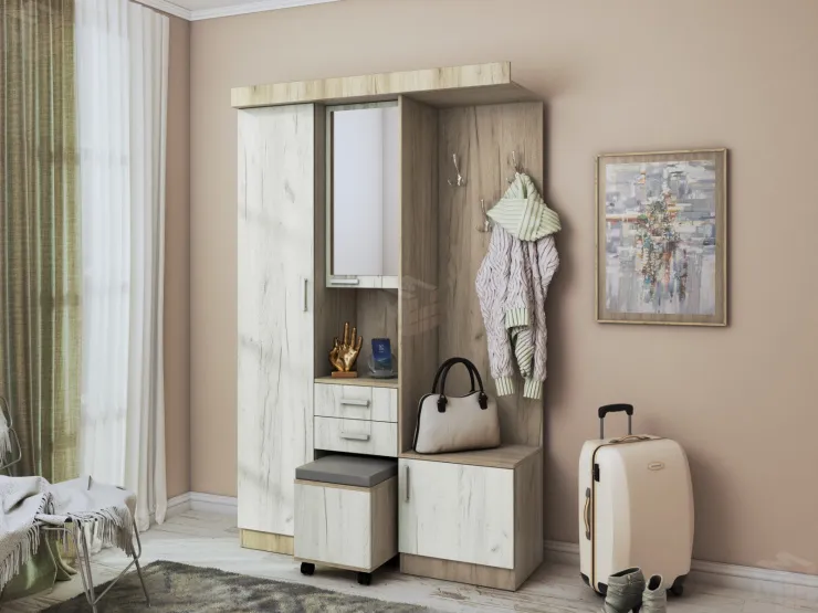 Прихожая Елена Дуб Серый Крафт/Дуб Белый Крафт