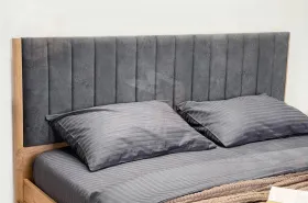 Кровать Адам с подъемным механизмом 160х200 дуб крафт золотой/грей алькантара (велюр)