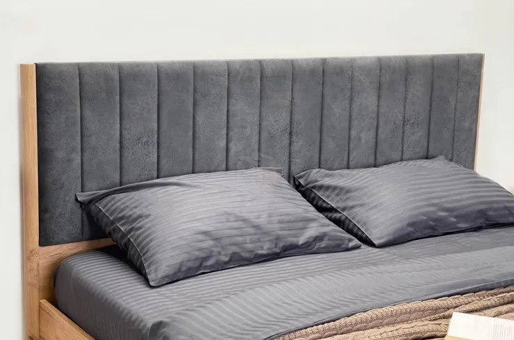 Кровать Адам с подъемным механизмом 160х200 дуб крафт золотой/грей алькантара (велюр)