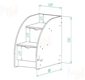 Кровать-чердак Фанки Кидз-6+лестница-комод 13/19СВ+горка 13/18СВ