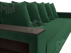 Диван прямой Дубай Лайт полки слева ( Зеленый )