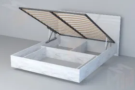 Кровать 031 Эго Бетон Светлый/Белый Глянец (ЛДСП) ПМ 1600х2000