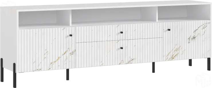 Тумба ТВ Оливия (белый /мрамор золото), ноги металл
