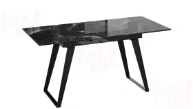 Стол обеденный Техно Черный муар, Стекло глянцевое черный мрамор