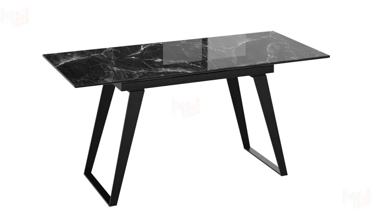 Стол обеденный Техно Черный муар, Стекло глянцевое черный мрамор