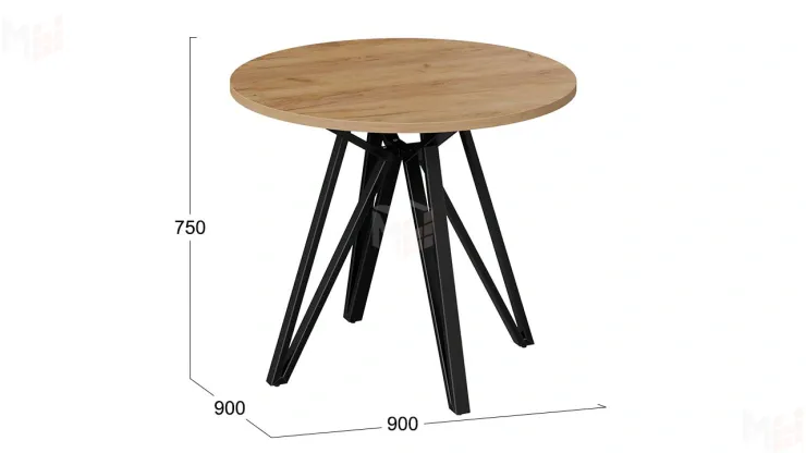 Стол обеденный Ройс Тип 2 Черный муар/Дуб Крафт золотой