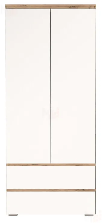  Шкаф ГРЕТТА 2С2Я с полками Дуб Крафт золотой-Белый