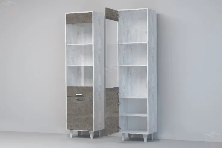 Пенал ПС-1 Эго на ножках Бетон Светлый/Камень Темный