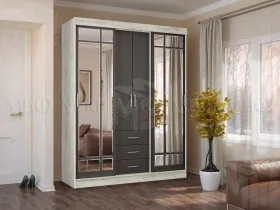 Шкаф-купе Маэстро (дуб крафт белый/графит)