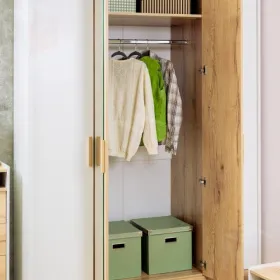 Шкаф для одежды и белья Айрис 555  Белый/Дуб золотистый