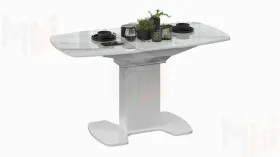 Стол обеденный Портофино - СМ(ТД)-105.01.11(1) Белый глянец, Стекло глянцевое белый мрамор