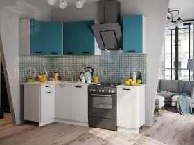 Кухня угловая Техно New 1,1*1,8 Атлантик софт/белый софт