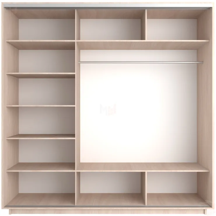 Шкаф-купе Экспресс трио 1 зеркало 2400 (ясень шимо светлый)