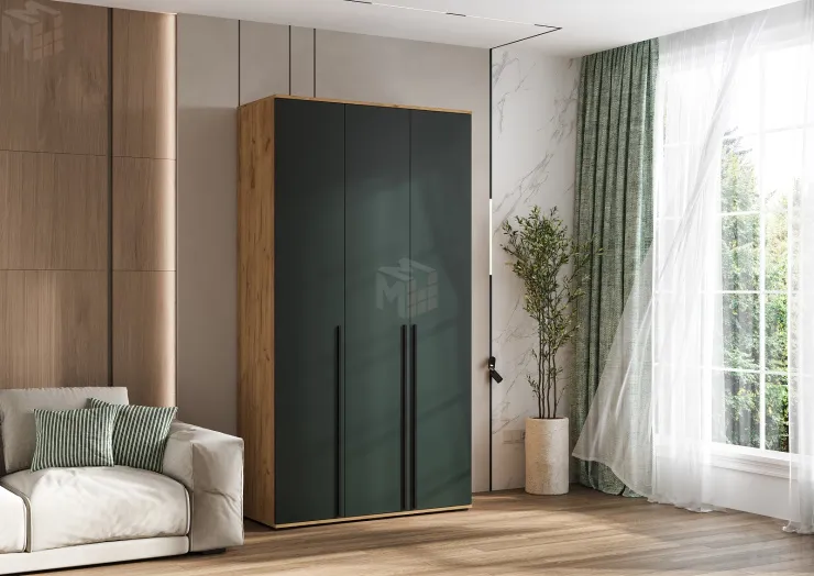 Шкаф Норд 3-х створчатый (дуб крафт/изумрудный)
