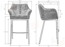 Стул барный DOBRIN LUCAS (серая ткань (F-22))