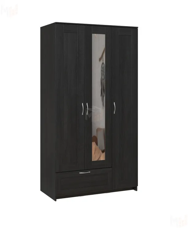 Шкаф Сириус 3 двери с зеркалом 1 ящик, венге (высота 220 см)