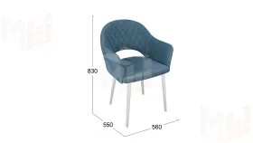 Стул София Т6 Белый муар, Велюр  D007 пыльно-голубой