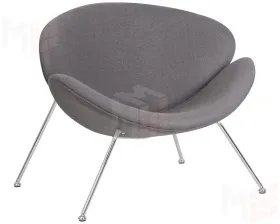Кресло дизайнерское DOBRIN EMILY (серая ткань AF7, хромированная сталь)