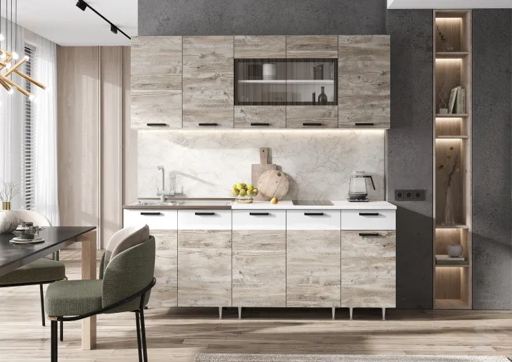 Кухня Рио New 2,0 (490) Юкон/Белый, Белый (Антарес)