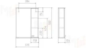Зеркало-шкаф Классик 50 см правый