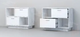 Тумба Т-1 ПД  Эго Бетон Светлый/Белый Глянец