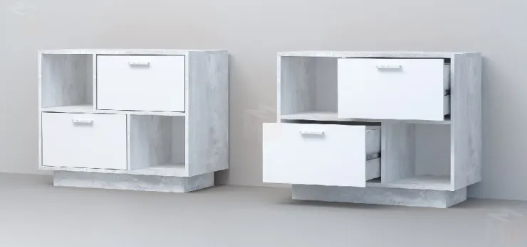 Тумба Т-1 ПД  Эго Бетон Светлый/Белый Глянец