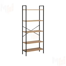 Стеллаж Leset Стилвуд 25 широкий, 5 полок (Чёрный/Дуб крафт золотой)