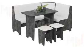 Кухонный уголок Техас Исп.1 Ателье темный, Экокожа белая