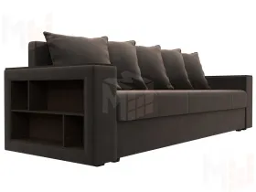 Диван прямой Дубай Лайт полки слева ( Коричневый )