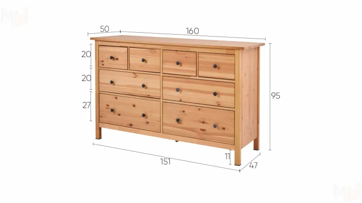 Комод КЫМОР 8 ящиков светло-коричневый