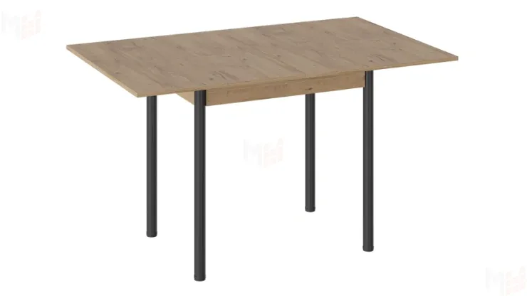 Стол  раздвижной Родос Тип 2 с опорой d40 Черный муар, Дуб Крафт золотой