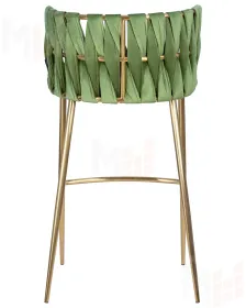 Стул барный DOBRIN EMMA GOLD (зеленый велюр (VF-08))