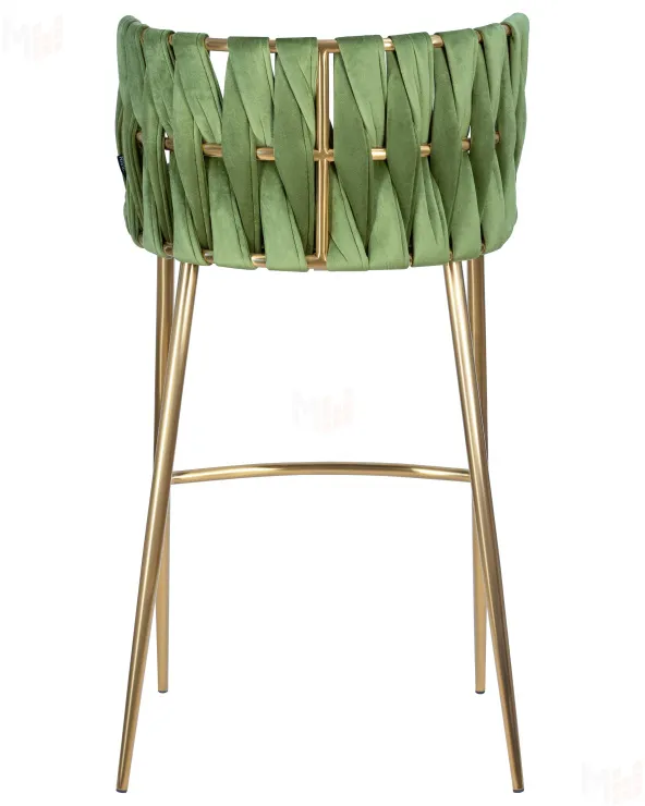 Стул барный DOBRIN EMMA GOLD (зеленый велюр (VF-08))