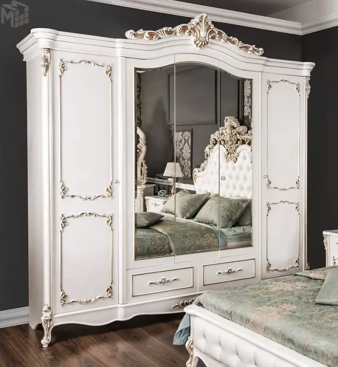 Спальня Флоренция 5-ств белый перламутр глянец