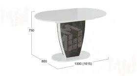 Стол обеденный Монреаль Тип 1 Белый глянец, Моод темный