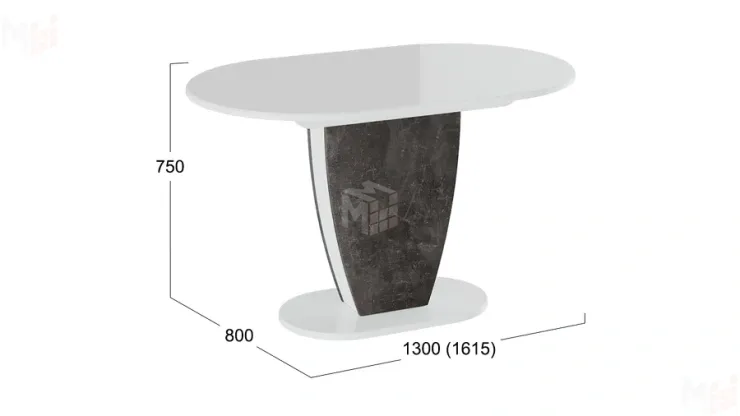 Стол обеденный Монреаль Тип 1 Белый глянец, Моод темный