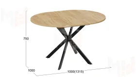 Стол обеденный раздвижной Мэдисон Тип 1 Черный муар, Дуб Крафт золотой