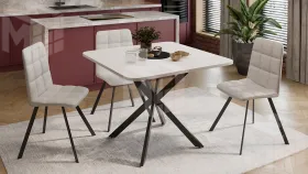 Стол обеденный раздвижной Лиссабон Тип 1 Черный муар, Белый