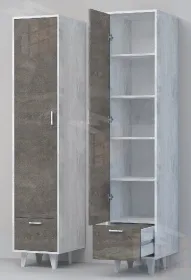 Пенал П-1 Эго на ножках Бетон Светлый/Камень Темный