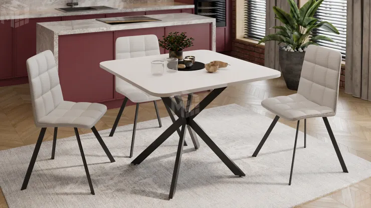 Стол обеденный раздвижной Лиссабон Тип 1 Черный муар, Белый