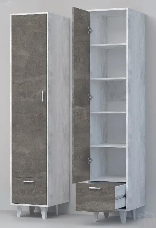 Пенал П-1 Эго на ножках Бетон Светлый/Камень Темный