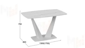 Стол раздвижной Фабио Тип 1 Белый матовый, Стекло матовое белый мрамор