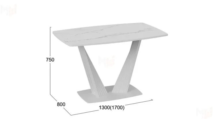 Стол раздвижной Фабио Тип 1 Белый матовый, Стекло матовое белый мрамор