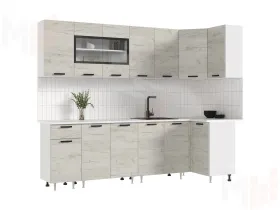 Кухня Рио New угловая 2,6*1,0 м (490) Дуб крафт белый, Белый (Антарес)