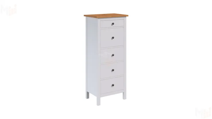 Комод Кымор 5 ящиков белый/светло-коричневый
