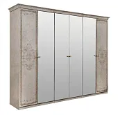 Шкаф Патрисия 6-дверный (2+2+2) с зеркалом крем корень глянец