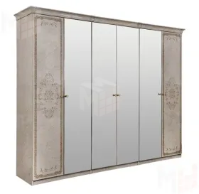 Шкаф Патрисия 6-дверный (2+2+2) с зеркалом крем корень глянец