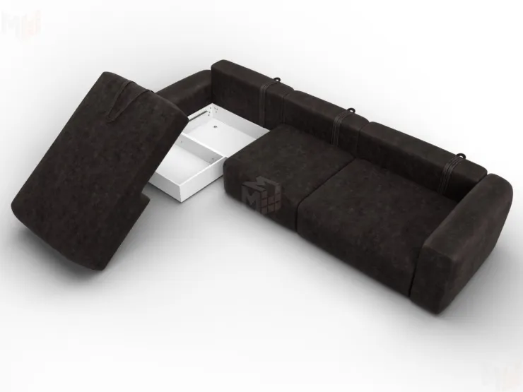 Диван угловой Лига-066 НПБ Лонг угол левый ( BRUT 17 коричневый )