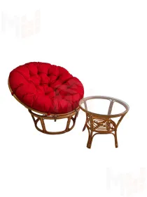 Кресло Папасан 23/01 с красной подушкой